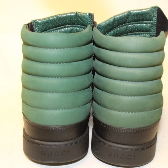 NWT Gucci Men’s Black and Green Snakeskin & Leather Sneakers 368423 - US Sz 10.5 - Picture 8 of 16